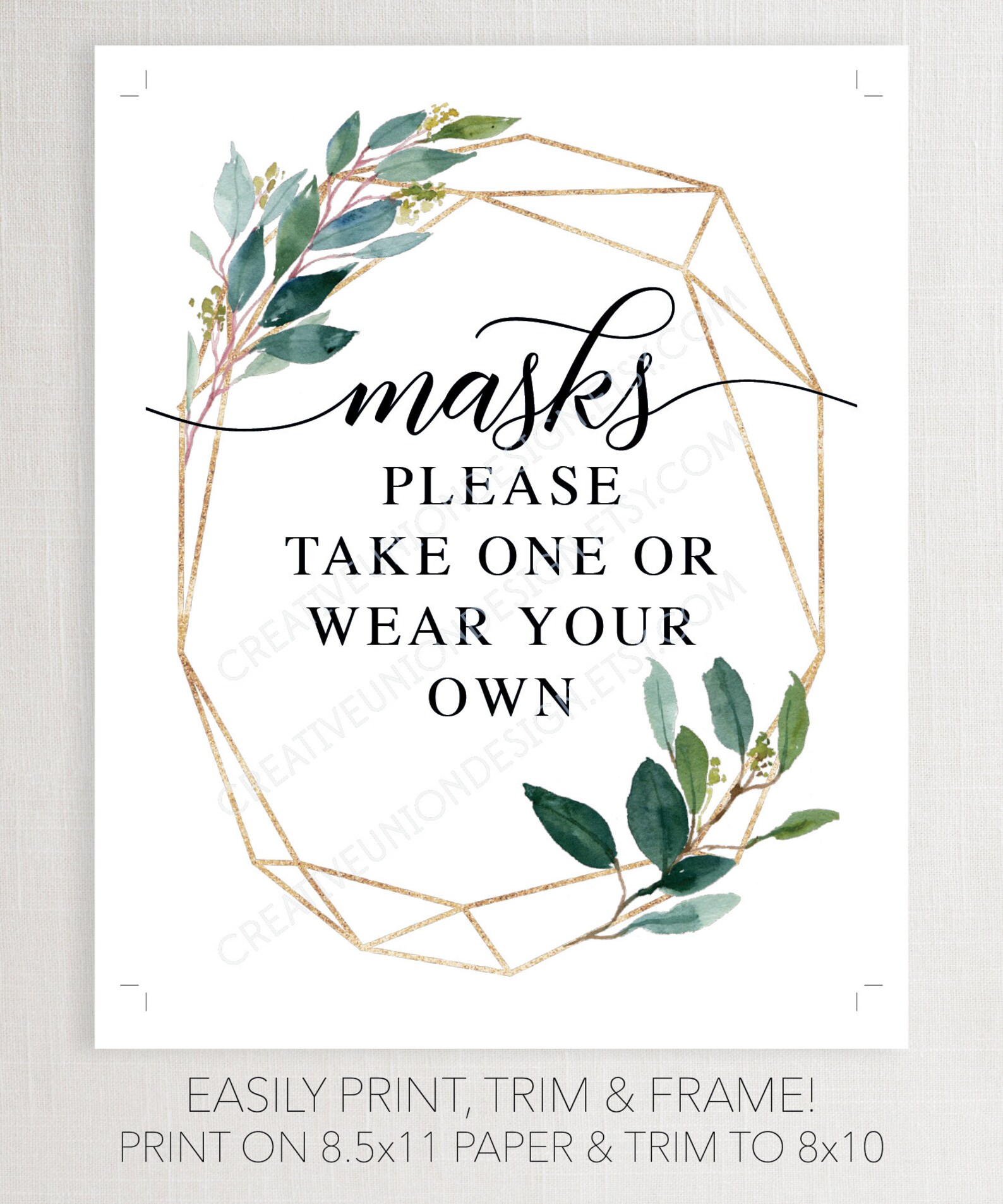 Download Please Take A Mask Sign Printable Wear A Mask Wedding | Etsy