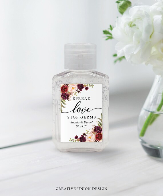 printable personalized hand sanitizer labels wedding favors bridal