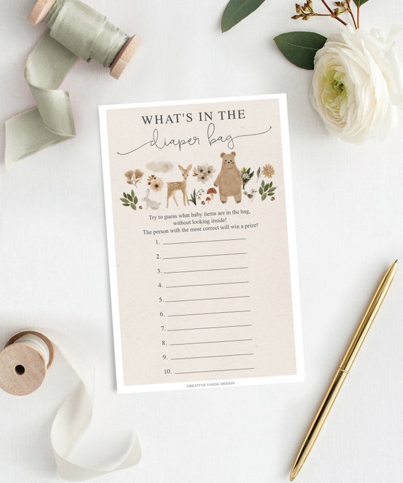 What's In The Bag Game, Baby Shower Games, What's In The Diaper Bag