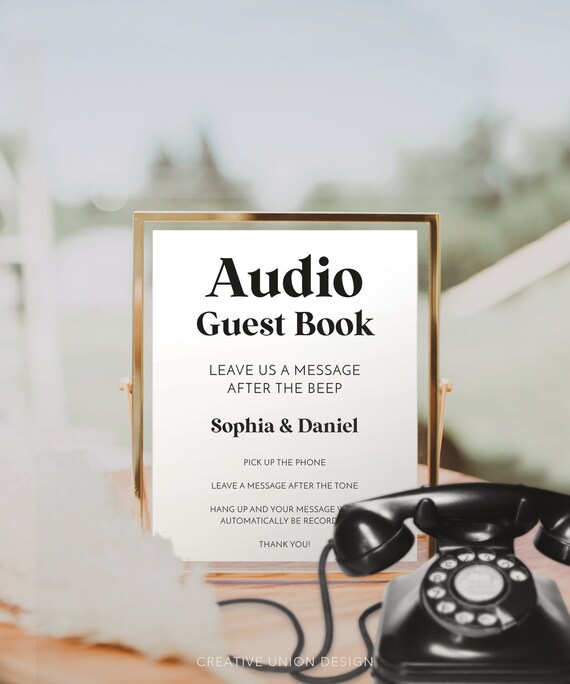 Retro Minimalist Audio Guest Book Sign Template, Telephone Guestbook