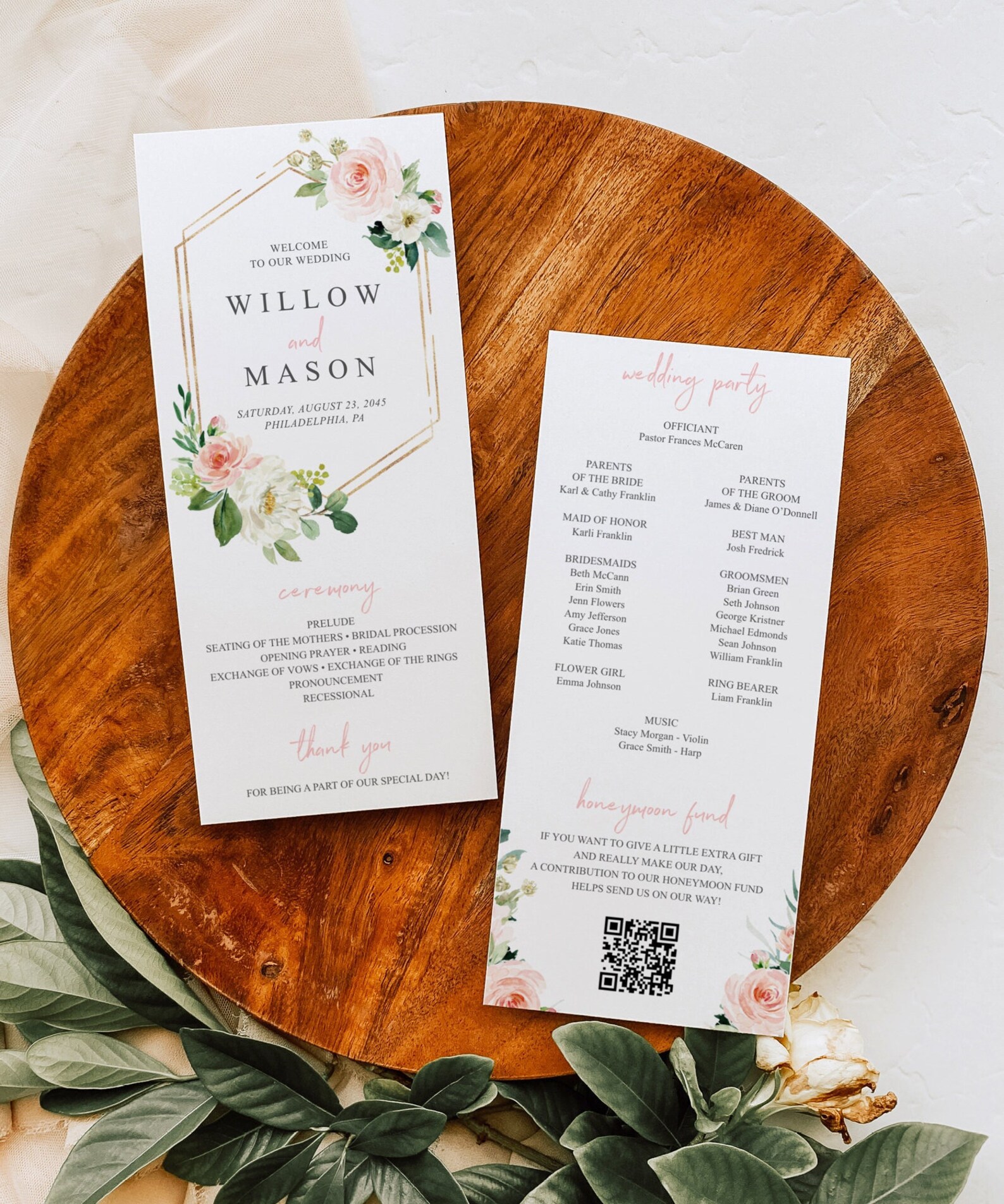 Wedding Program Template Floral Programs for Wedding Personalized ...