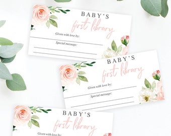 Baby Shower Book Plate - Book Plates  - Printable Book Labels - Books for Baby - Baby Shower - Please Bring A Book - PDF - Airy Blush