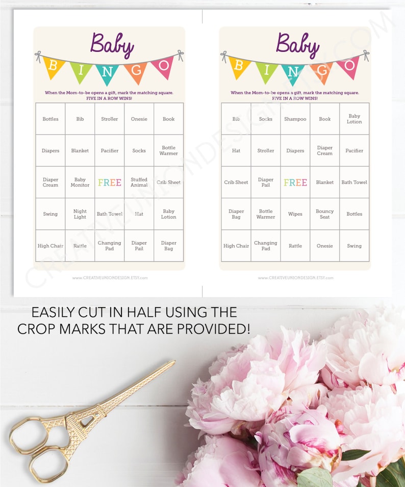 Baby Shower Bingo Game 50 Unique Game Sheets Bingo Baby Etsy