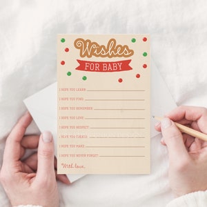 Wishes For Baby Template, What's Baking, Christmas Baby Shower, Holiday Baby Shower, Gender Reveal, Printable, Gingerbread, Boy or Girl image 7