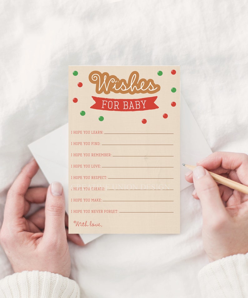Wishes For Baby Template, What's Baking, Christmas Baby Shower, Holiday Baby Shower, Gender Reveal, Printable, Gingerbread, Boy or Girl image 7