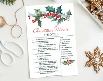 Christmas Game - Christmas Movie Quotes - Printable Christmas Party Game - Holiday Party Game - Company Christmas Party - Holiday Game