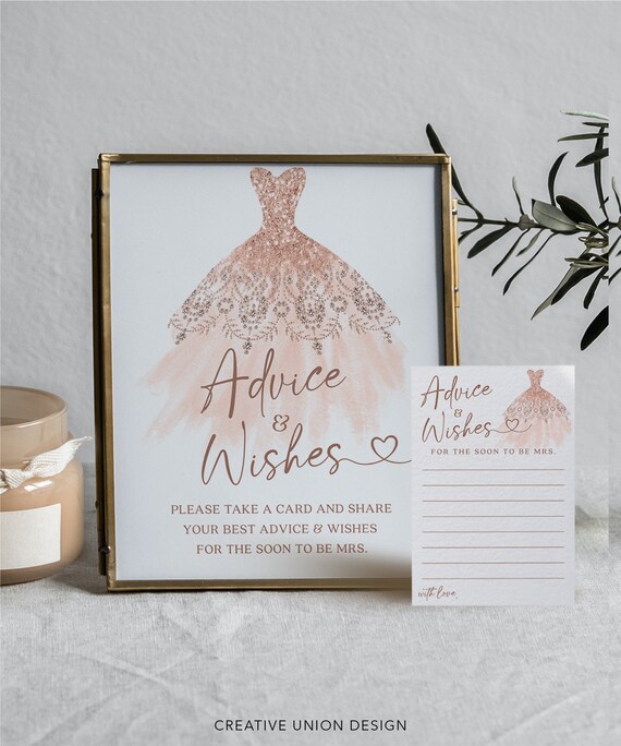 Advice and Wishes Template Bridal Shower Game Advice for the - Etsy