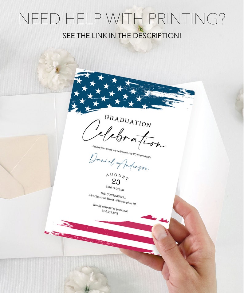 Police Graduation Party Invitation Template, American Flag, Military ...