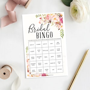 Juego de bingo para despedida de soltera - 76 hojas de juego únicas - Juego de despedida de soltera - Bingo para despedida de soltera - Rosa antigua - Descarga instantánea de bingo para despedida de soltera