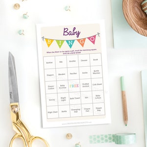 Baby Shower Bingo Game - 50 Unique Game Sheets - Bingo - Baby Shower Game - Twin Baby Shower - Gender Neutral - Instant Download - Bunting