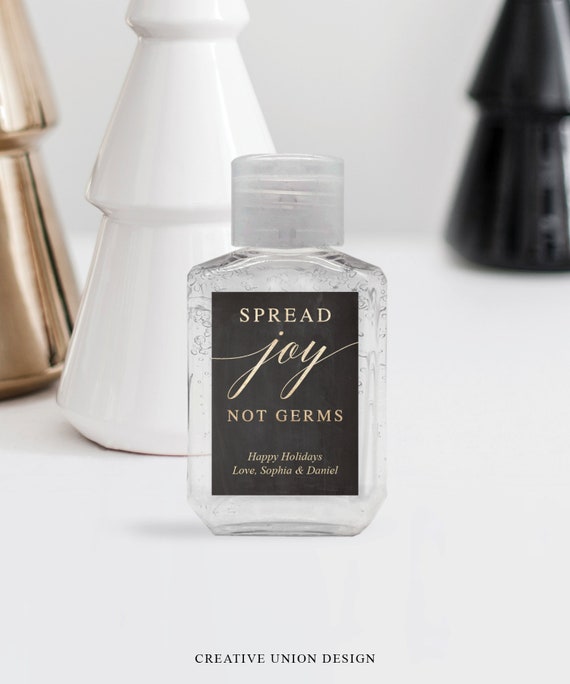Christmas Party Favor Spread Joy not germs Hand Sanitizer Label 20 Christmas Hand Sanitizer Sticker