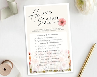 Wildflower Bridal Shower Game, He Said She Said, Colorful Flower Bridal Shower Games, Bridal Shower Decor, Flower Stems, Love In Bloom