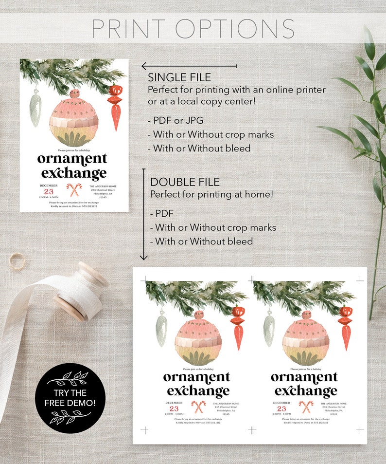Ornament Exchange Invitation Template Christmas Party - Etsy