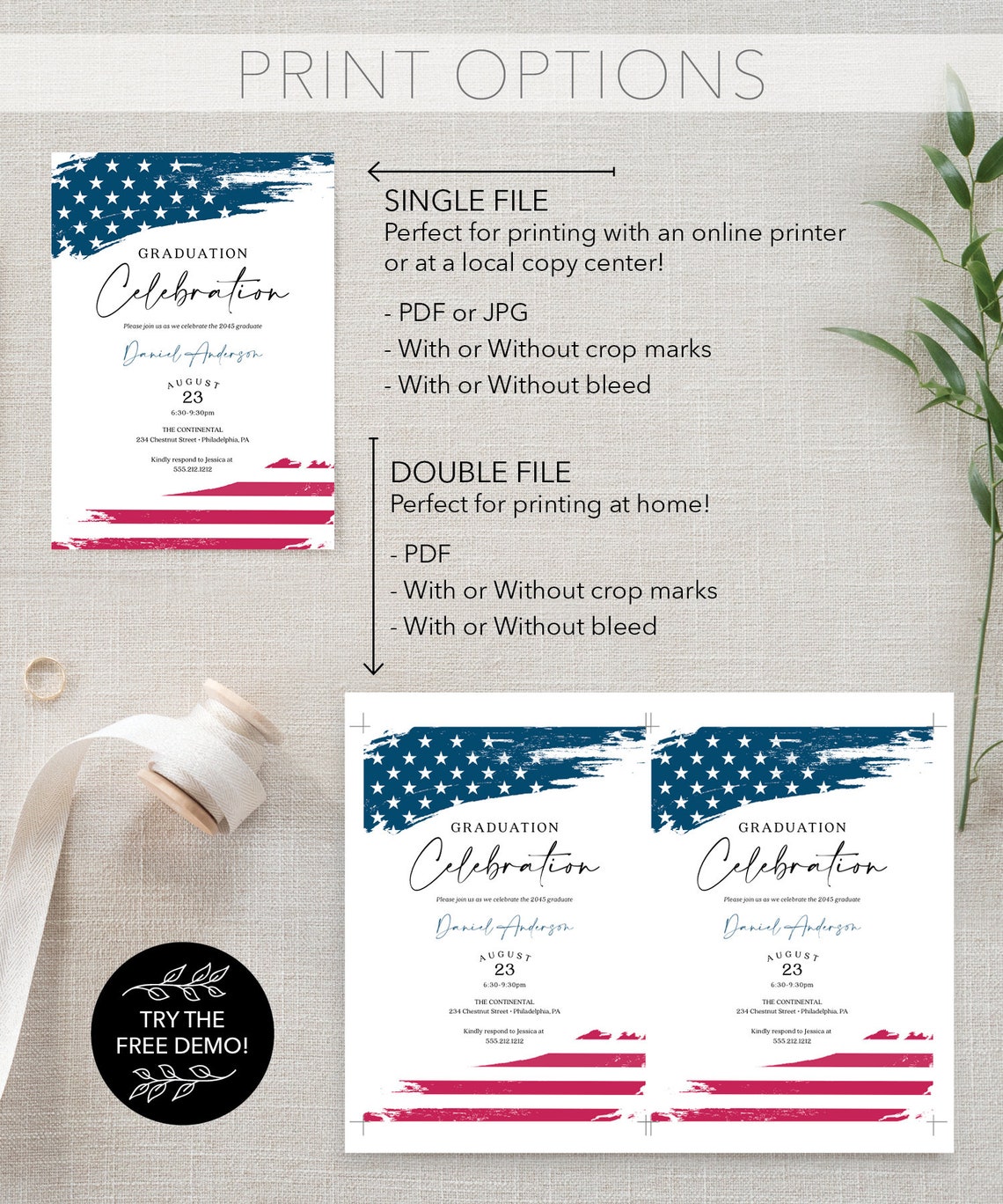Police Graduation Party Invitation Template, American Flag, Military ...