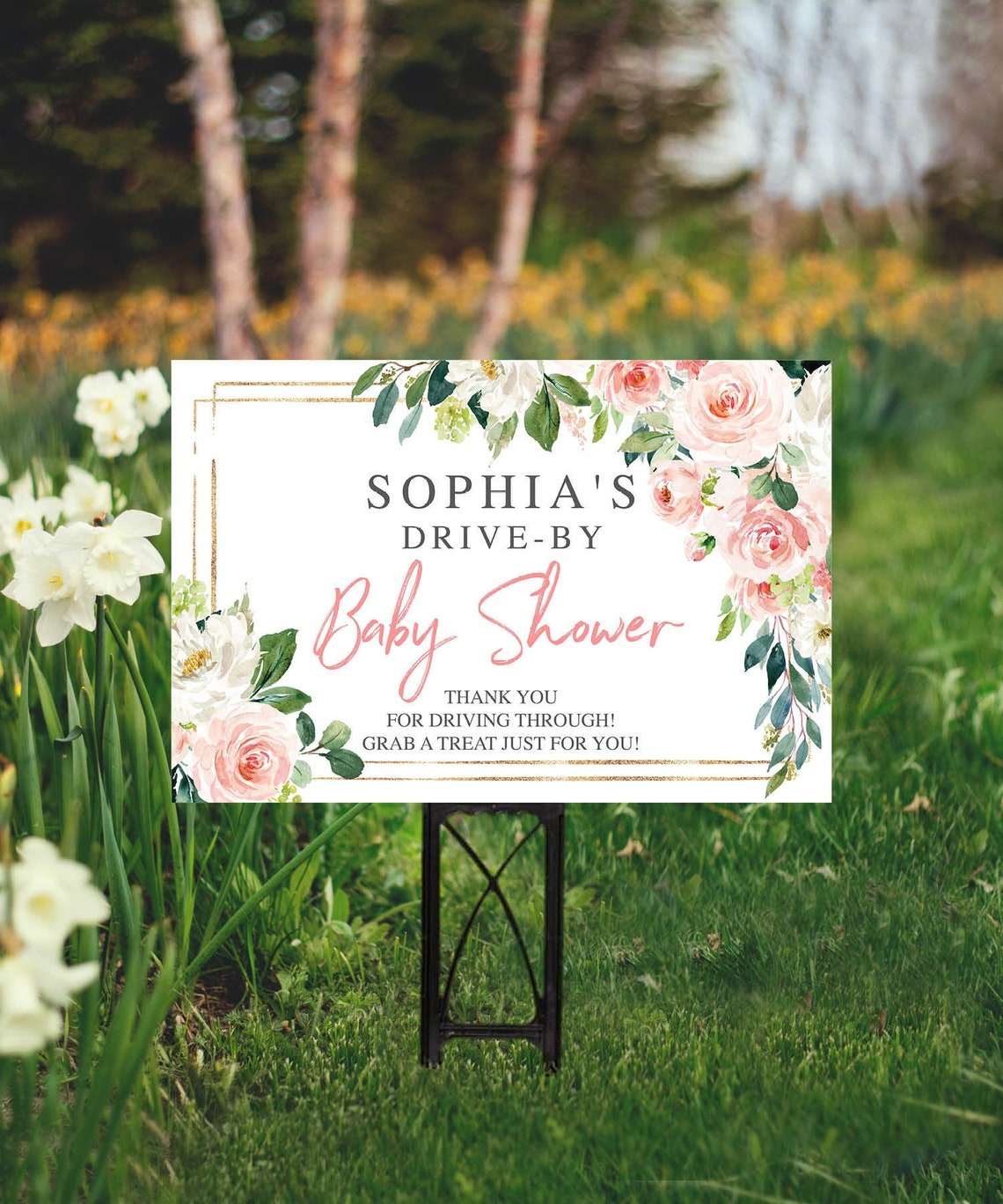 Printable Drive by Baby Shower Sign Girl Baby Shower Yard Etsy