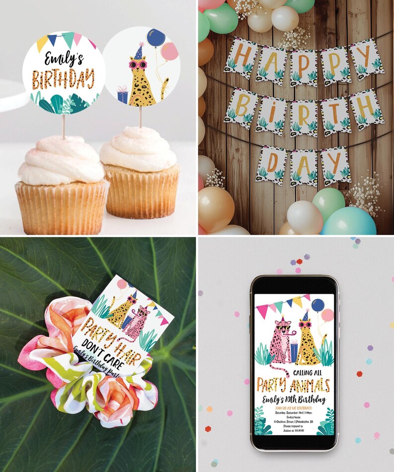 Mod Party Animals Birthday Party Bundle, Girl Birthday Party, Boy ...