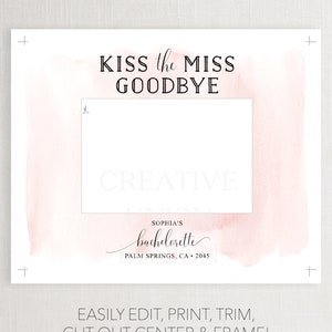 Kiss the Miss Goodbye Photo Mat, Bachelorette Party Keepsake 8x10, Print and Frame, Bachelorette Game, Instant Download, Bachelorette Decor image 2