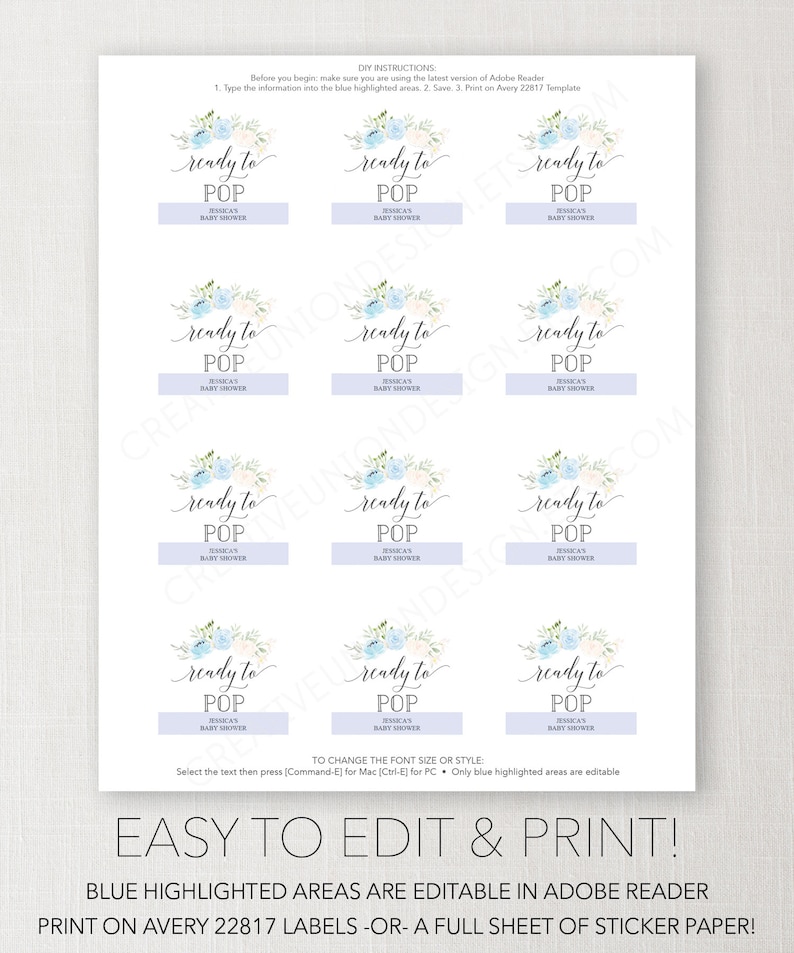 Ready to POP Baby Shower Sticker Labels Printable Favor - Etsy