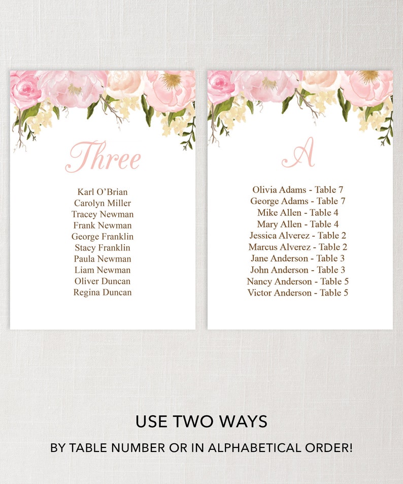 Wedding Seating Chart Template DIY Printable Wedding Table | Etsy