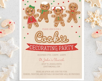 Christmas Cookie Decorating Party Flyer Invitation, Printable Holiday Party Invite Template, Christmas Party, Holiday Party, Cookie Party