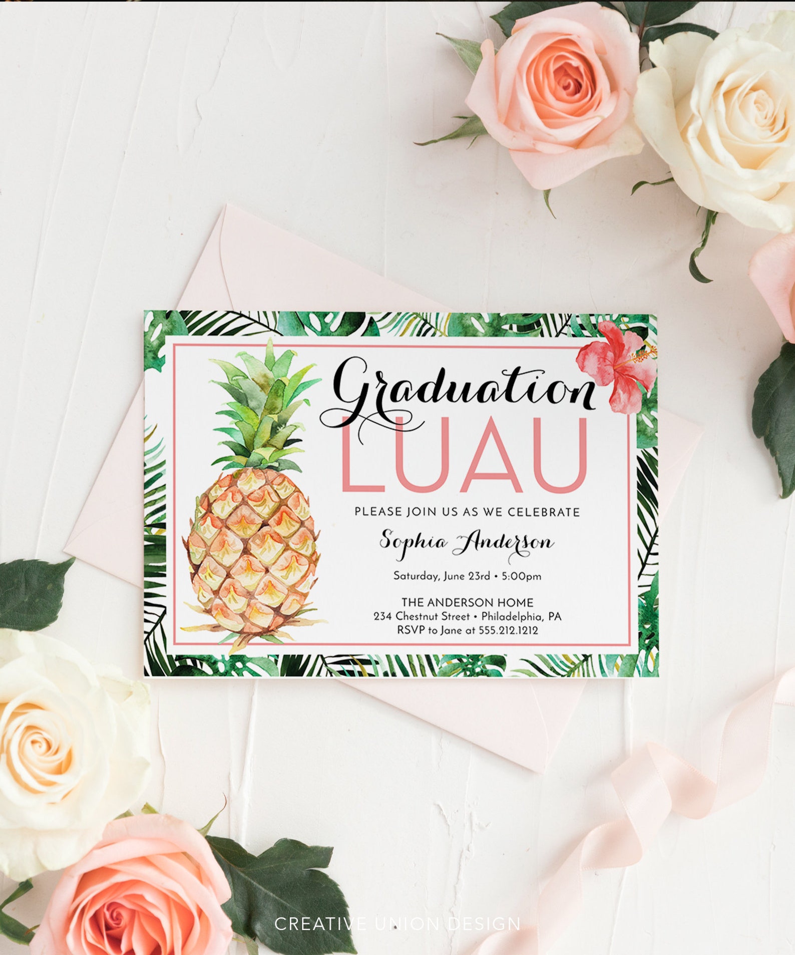 Luau Graduation Party Invite Template Graduation Invitation Etsy Il 1588xN.4121775978 P0ve