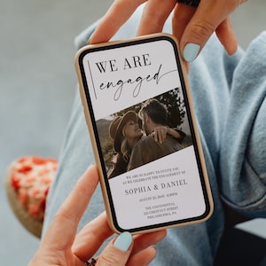 Digital Engagement Party Invitation Template, Engagement Invite with Photo, Engagement Invitation, We&#39;re Engaged, Evite, Minimal Aesthetic