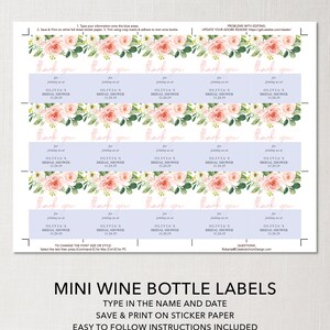 Mini Wine Labels - Bridal Shower Wine Labels - Wedding Favors - Wine ...