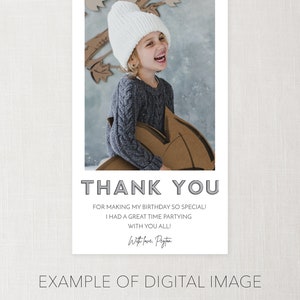 Digital Thank You Card, Birthday Party Thank You, Kids Birthday Party, Thank You For the Gifts, Thank You Card with Photo, Instant Download image 6