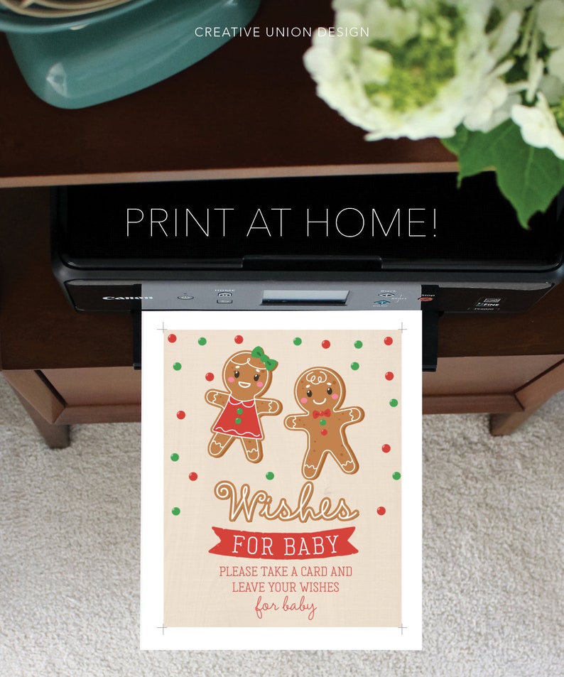 Wishes For Baby Template, What's Baking, Christmas Baby Shower, Holiday Baby Shower, Gender Reveal, Printable, Gingerbread, Boy or Girl image 8