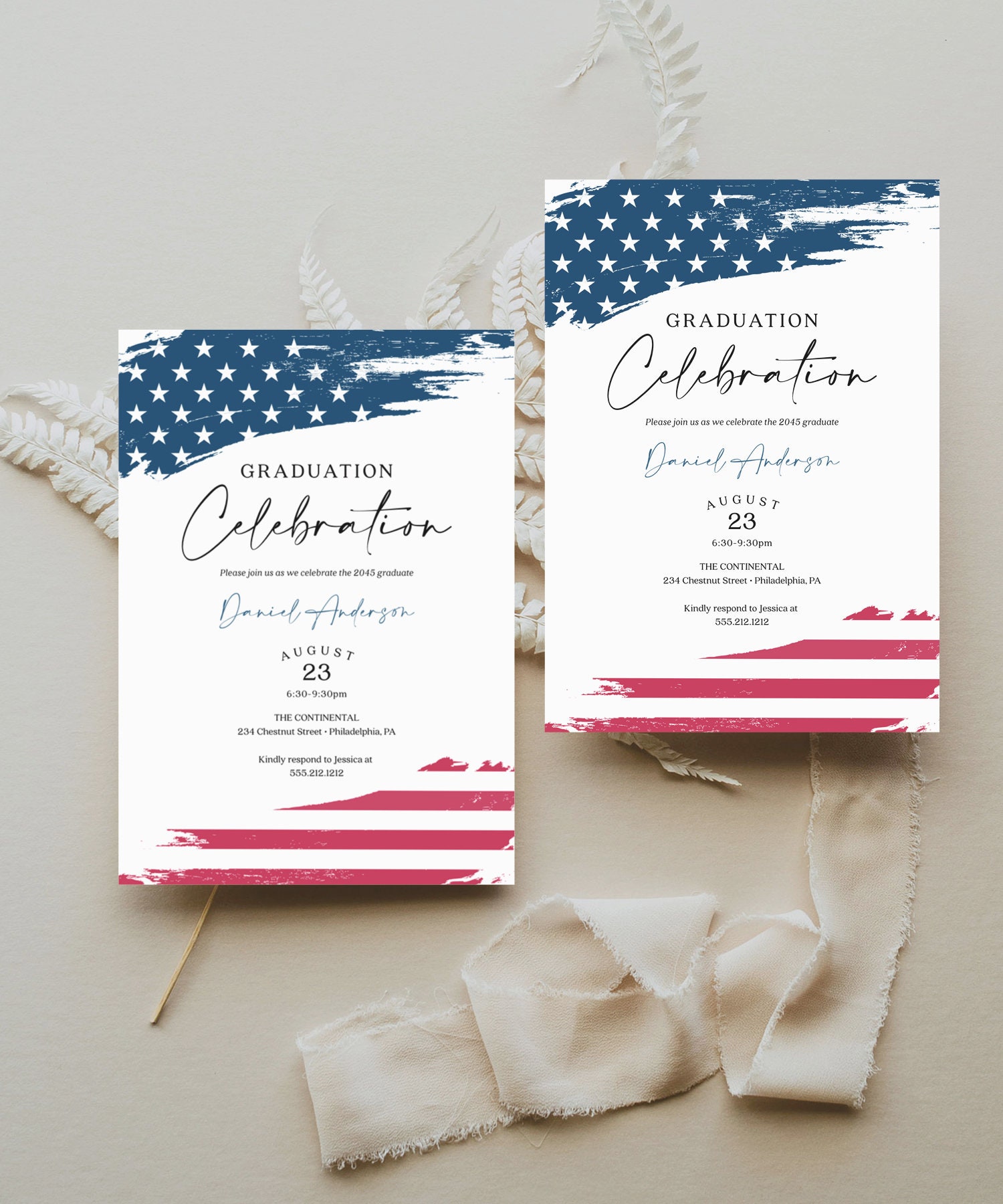 Police Graduation Party Invitation Template, American Flag, Military ...