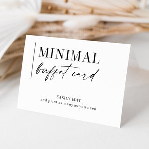 Minimal Buffet Card Template, Food Label, Wedding Buffet Printable, Bridal Shower Decor, Party Food, Download, Holiday Party, Birthday