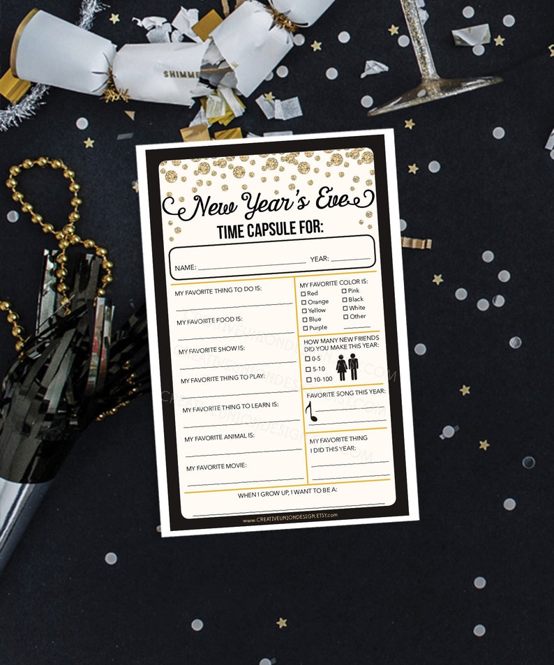 New Years Eve Time Capsule for Kids, Family New Years Eve Game, New Years Eve Party Game, Game for Kids, New Year's Eve Decorations image 2