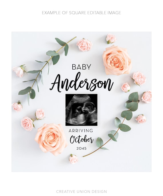 Digital Pregnancy Announcement, Baby Announcement Template, Pregnancy Reveal, Baby Announcements