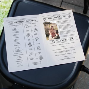 Newspaper Wedding Program Template, Printable Wedding Programs with Timeline, Infographic, Folded Program, Newspaper Editable Template, A4 image 10