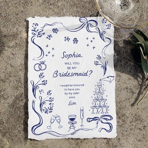 Plantilla de tarjeta de propuesta de dama de honor, ¿Serás mi dama de honor?, Tarjeta de dama de honor dibujada a mano, Regalos de dama de honor, Boda, Personalizada, Tarjeta