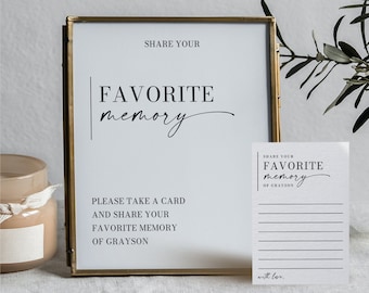 Share a Memory Card Template, Personalized Favorite Memory, Memorial Card, Keepsake Funeral Card, Guest Book Alternative, Printable 4x6 Card