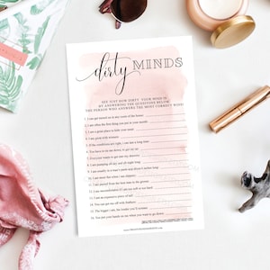 Dirty Minds Game - Funny - Bachelorette Party Games - Printable Bachelorette Game - Hen Party - Instant Download - Blush Bachelorette