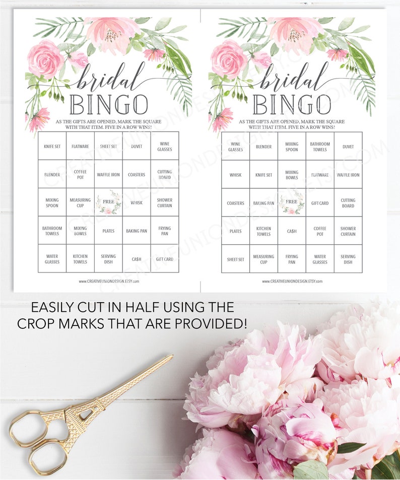 Bridal Shower Bingo Game 60 Unique Game Sheets Wedding - Etsy