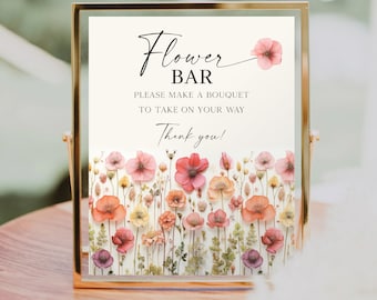 Flower Bar Sign, Make a Bouquet Sign, Boho Bridal Shower, Bridal Shower Favors Sign, Floral Bridal Shower Decor, Flower Stems, Wildflower