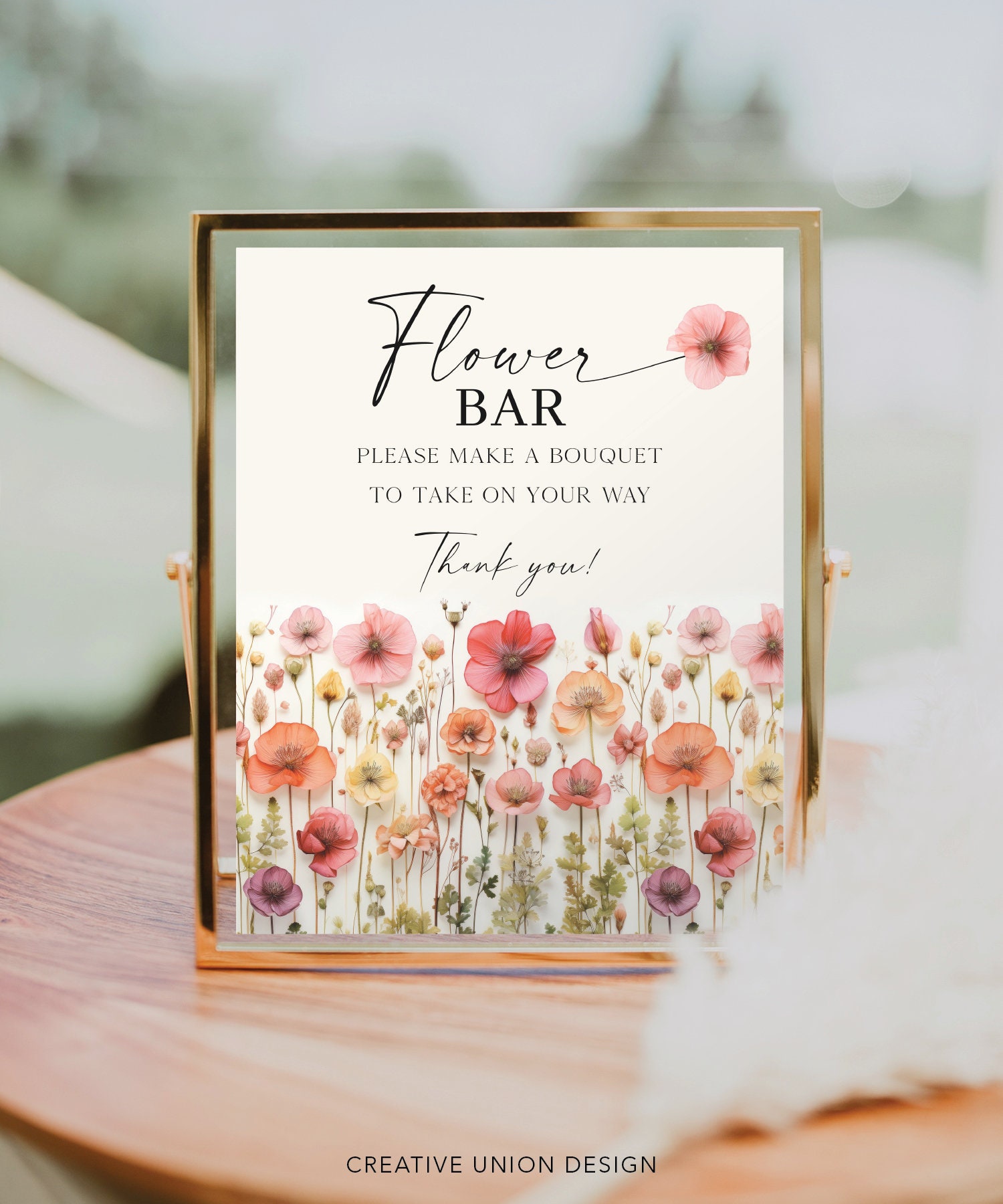 Modello per cartello Flower Bar, cartello floreale per matrimonio, cartello per creare un bouquet, cartello per addio al nubilato, cartello per baby shower, matrimonio estivo, doccia 0267_136 - Italia