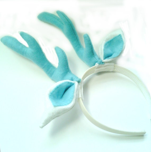 Items similar to Felt Deer Antlers Headband with Ears Turquoise and