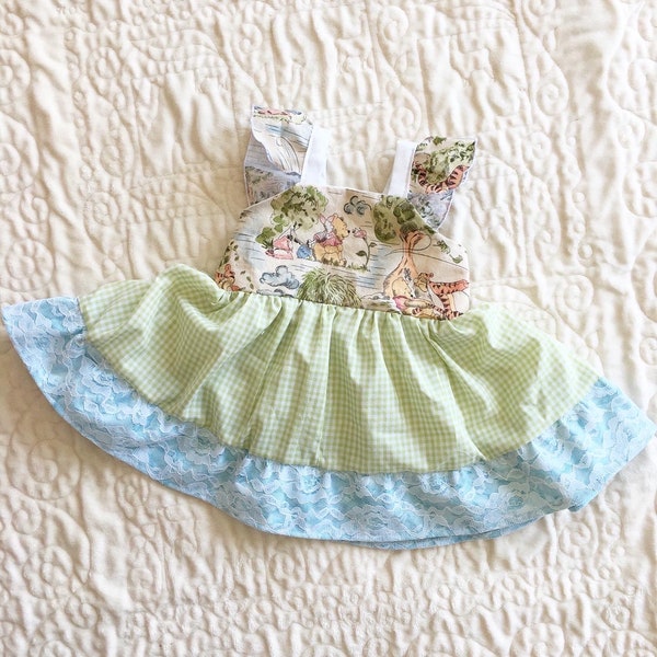 Dress 3T Little Girls Floral Spring and Summer Dresses with Flounce Ruffle Sleeves Fits size 3T