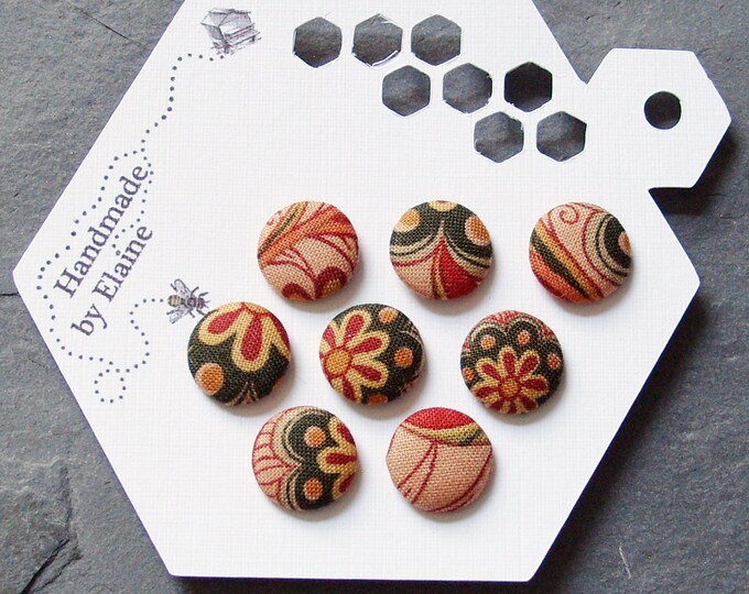 Red - 1.5cm Handmade Fabric Small Button (Set of 12) 27 main image 1