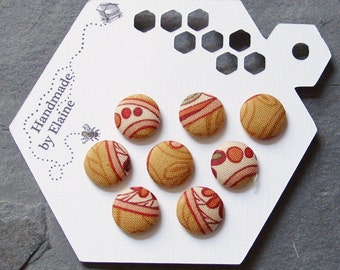 Red - 1.5cm Handmade Fabric Small Button (Set of 12) 14