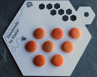 20L Fabric Covered Buttons - 8 x 12.5mm, Orange Buttons, Clementine, Satsuma, Carrot, Peach, Apricot, Pumpkin, Marigolds, Calendula, 3819