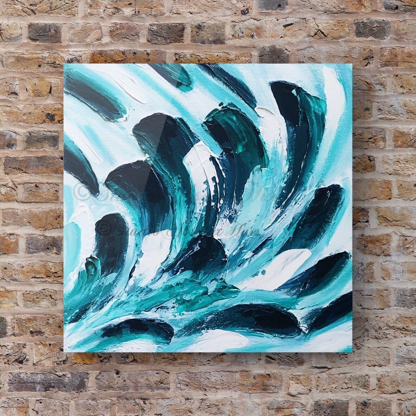 Original small square modern abstract painting THE TIDE III Original small square modern abstract painting THE TIDE III