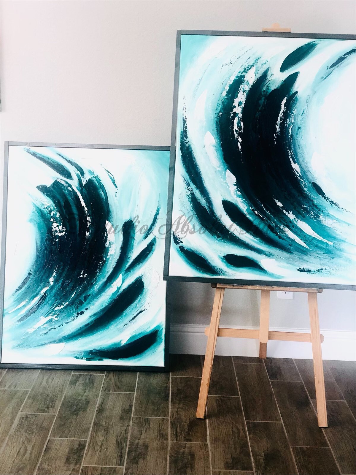 Original small square modern abstract painting THE TIDE III Original small square modern abstract painting THE TIDE III