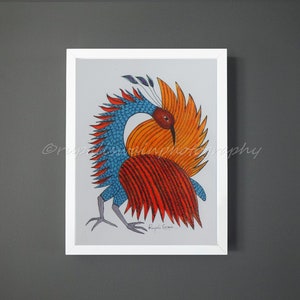 Gond Bird Painting: Indian Folk Original & Art Print