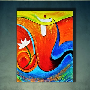 Original Ganapati Painting, Modern Contemporary Indian Wall Art