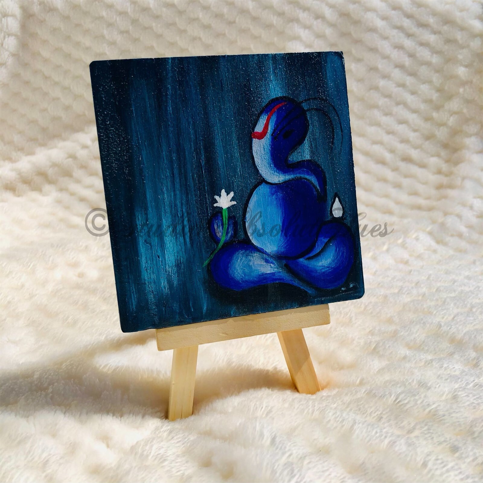 ガネーシャのミニチュアアクリル画（木製イーゼル付き） - Etsy 日本